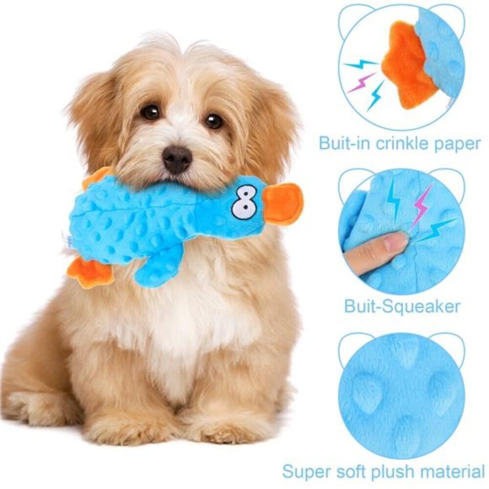 2 Pcs Squeaky Dog Toys, Stuffed Chew Crinkle Dog Toys, Tough Plush Pet - Picture 4 of 5